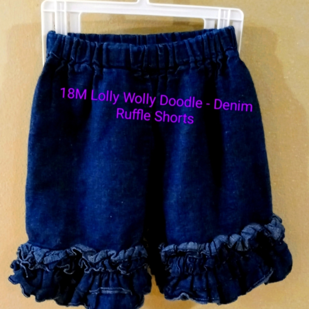 Lolly Wolly Doodle Denim Ruffle Shorts 18M